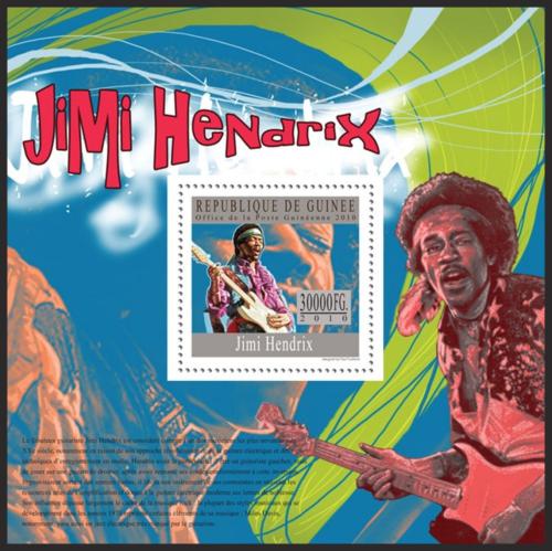 Poštová známka Guinea 2010 Jimi Hendrix Mi# Block 1810 Kat 10€