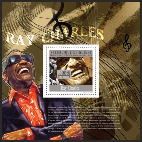 Poštová známka Guinea 2010 Ray Charles, jazz Mi# Block 1808 Kat 10€