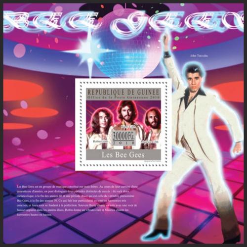 Poštová známka Guinea 2010 The Bee Gees, hudební skupina Mi# Block 1816 Kat 10€
