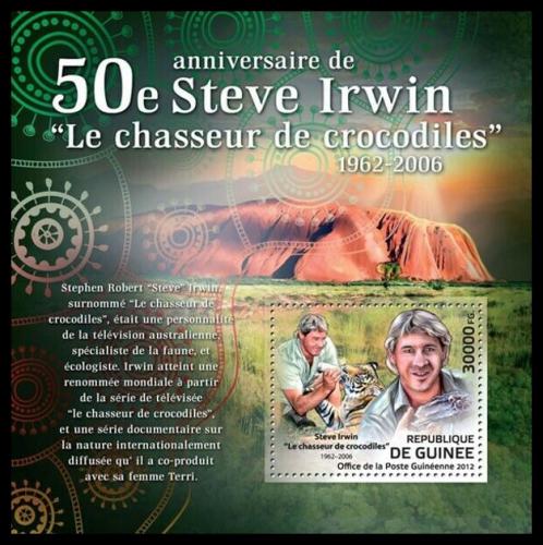 Poštová známka Guinea 2012 Steve Irwin, dokumentarista Mi# Block 2100 Kat 12€