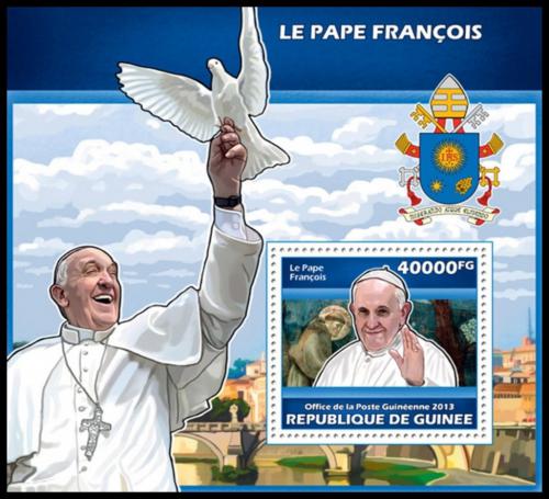 Poštová známka Guinea 2013 Papež František Mi# Block 2324 Kat 16€