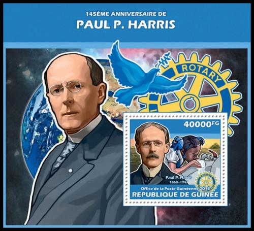 Poštová známka Guinea 2013 Paul Harris, Rotary Intl. Mi# Block 2312 Kat 16€