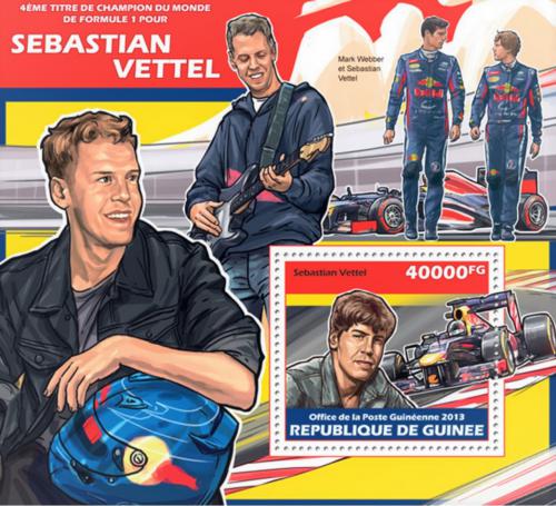 Potov znmka Guinea 2013 Sebastian Vettel, Formule 1 Mi# Block 2326 Kat 16