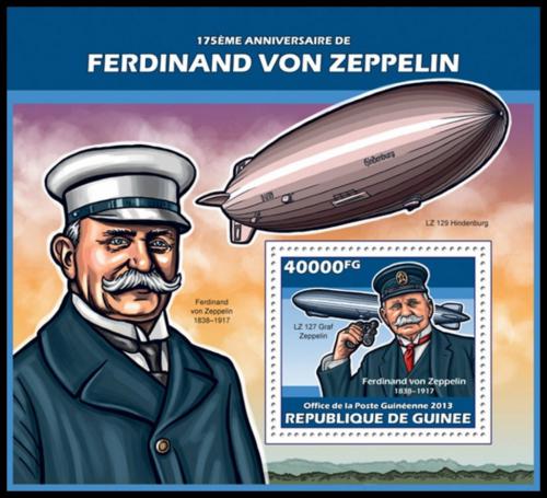 Poštová známka Guinea 2013 Vzducholode, Zeppelin Mi# Block 2309 Kat 16€