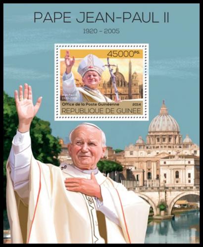 Poštová známka Guinea 2014 Papež Jan Pavel II. Mi# Block 2332 Kat 18€