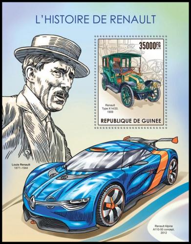 Poštová známka Guinea 2015 Automobily Renault Mi# Block 2575 Kat 14€