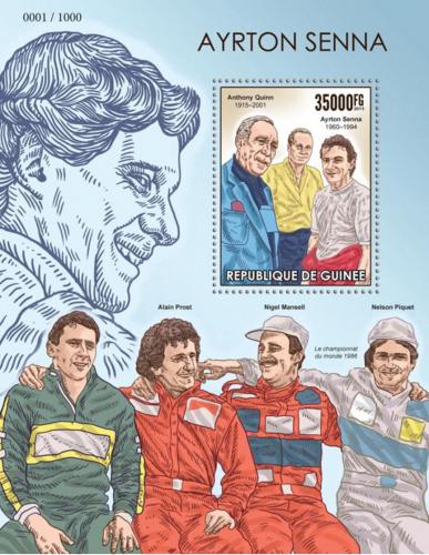Poštová známka Guinea 2015 Ayrton Senna, Formule 1 Mi# Block 2574 Kat 14€