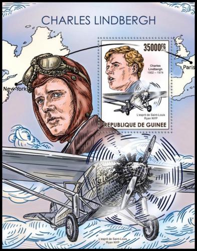 Poštová známka Guinea 2015 Charles Lindbergh, letadla Mi# Block 2564 Kat 14€