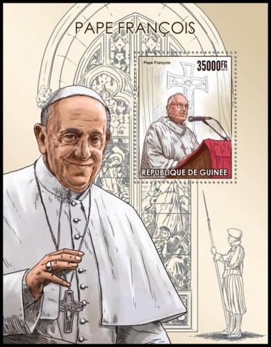 Poštová známka Guinea 2015 Papež František Mi# Block 2573 Kat 14€