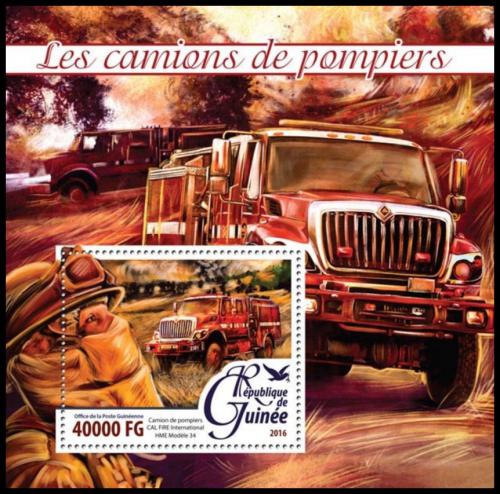 Poštová známka Guinea 2016 Hasièská autá Mi# Block 2635 Kat 16€
