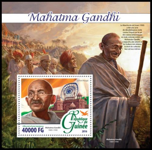 Poštová známka Guinea 2016 Mahátma Gándhí Mi# Block 2642 Kat 16€