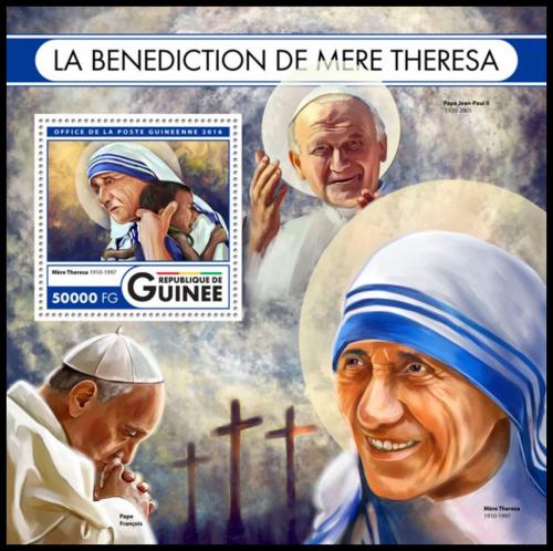 Poštová známka Guinea 2016 Matka Tereza Mi# Mi# Block 2722 Kat 20€