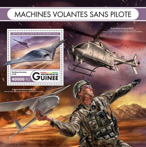 Poštová známka Guinea 2016 Vojenské drony Mi# Mi# Block 2691 Kat 16€