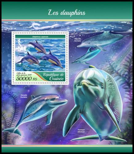 Poštová známka Guinea 2017 Delfíny Mi# Block 2813 Kat 20€