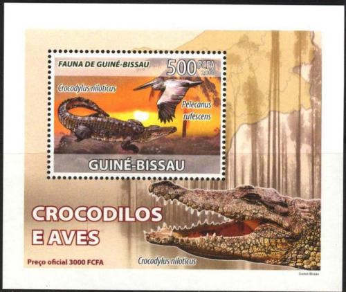 Potov znmka Guinea-Bissau 2008 Krokodly a ptci DELUXE Mi# 3793 Block - zvi obrzok