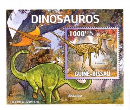 Poštová známka Guinea-Bissau 2011 Dinosaury DELUXE Mi# 5333 Block