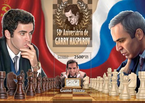 Poštová známka Guinea Bissau 2013 Garri Kasparov, šachy Mi# Block 1177 Kat 10€