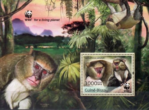 Poštová známka Guinea-Bissau 2013 Koèkodan Campbellùv, WWF Mi# Block 1163 Kat 12€