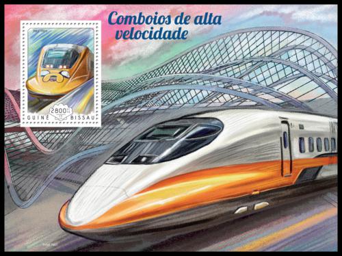 Poštovní známka Guinea-Bissau 2014 Moderní lokomotivy Mi# Block 1299 Kat 11€