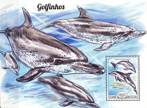 Poštová známka Guinea-Bissau 2015 Delfíny Mi# Block 1343 Kat 9€