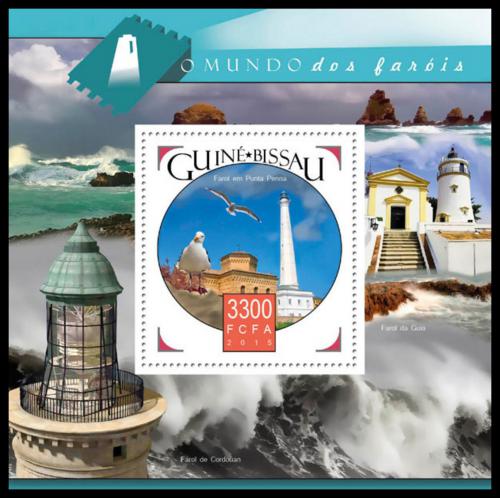 Poštová známka Guinea-Bissau 2015 Majáky Mi# Block 1450 Kat 13€