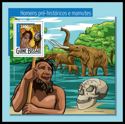 Poštová známka Guinea-Bissau 2015 Mamut a pravìk Mi# Block 1367 Kat 9€