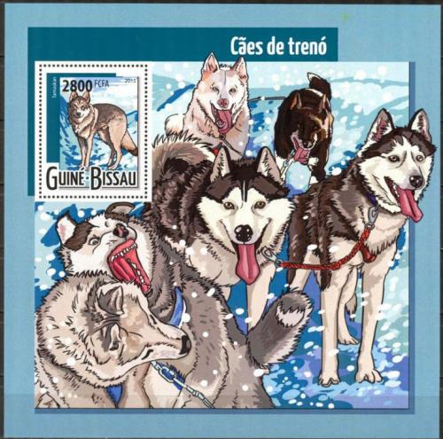 Poštovní známka Guinea-Bissau 2015 Tažní psi Mi# Block 1385 Kat 11€