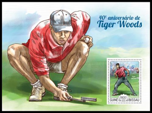 Poštová známka Guinea-Bissau 2015 Tiger Woods, golf Mi# Block 1349 Kat 11€