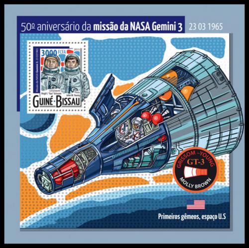 Poštová známka Guinea-Bissau 2015 Vesmírná mise Gemini 3 Mi# Block 1373 Kat 11€