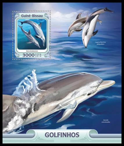 Poštová známka Guinea-Bissau 2016 Delfíny Mi# Block 1463 Kat 11€