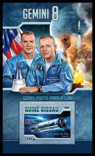 Poštová známka Guinea-Bissau 2016 Kosmický let Gemini 8 Mi# Block 1513 Kat 12.50€