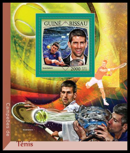 Potov znmka Guinea-Bissau 2016 Novak Djokovi, tenis Mi# Block 1496