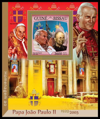 Poštovní známka Guinea-Bissau 2016 Papež Jan Pavel II. Mi# Block 1504 Kat 13.50€