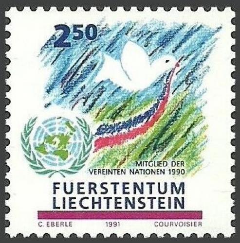 Poštová známka Lichtenštajnsko 1991 Èlenství v OSN Mi# 1015 Kat 4€