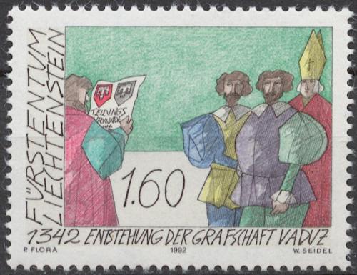 Poštová známka Lichtenštajnsko 1992 Založení hrabství Vaduz Mi# 1049
