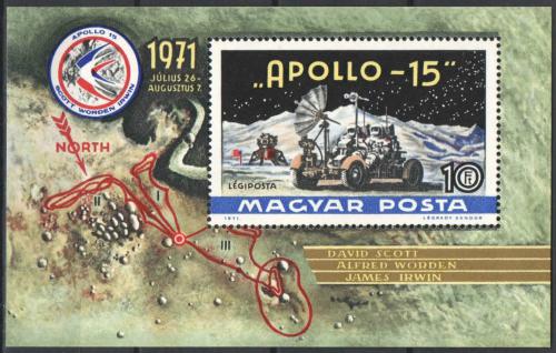 Poštová známka Maïarsko 1972 Projekt Apollo 15 Mi# Block 87