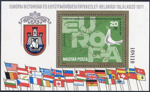 Poštová známka Maïarsko 1977 Konference o bezpeènosti Mi# Block 126