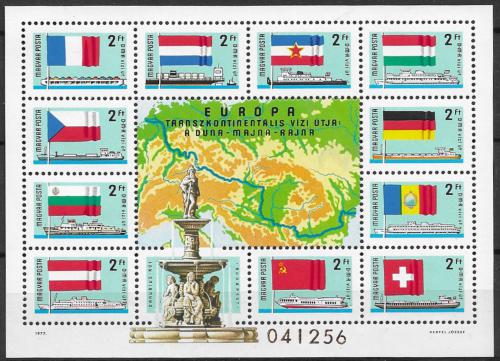 Poštová známka Maïarsko 1977 Vodní trasa po Dunaji Mi# Block 128