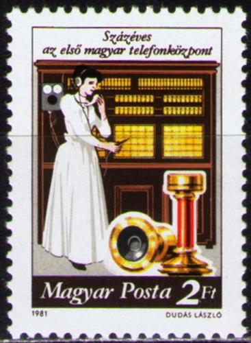 Poštová známka Maïarsko 1981 Telefonní centrála, 100. výroèie Mi# 3493