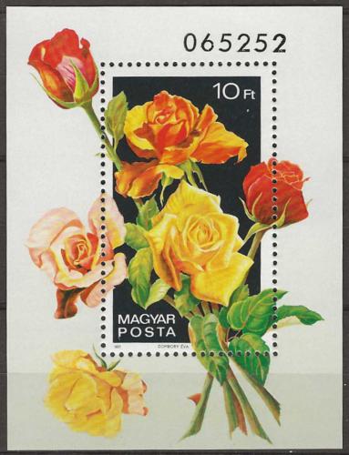 Poštová známka Maïarsko 1982 Rùže Mi# Block 156