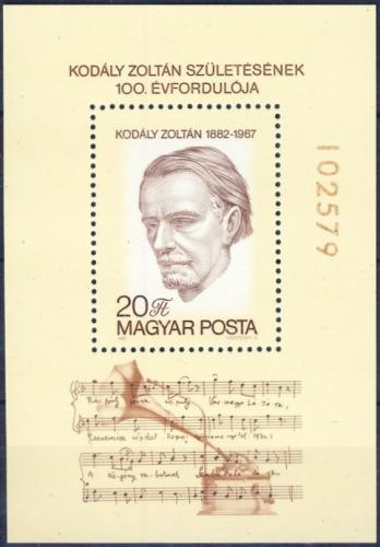 Poštová známka Maïarsko 1982 Zoltán Kodály, skladatel Mi# Block 160
