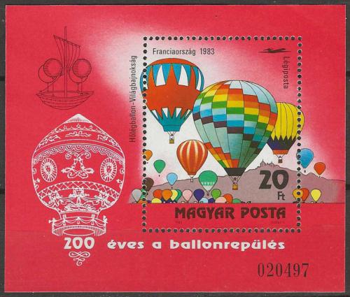 Poštová známka Maïarsko 1983 Lietajúci balóny Mi# Block 162