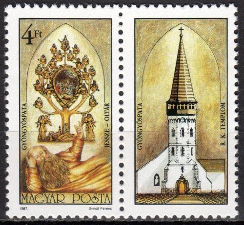 Poštová známka Maïarsko 1987 Kostel v Gyöngyöspata Mi# 3921