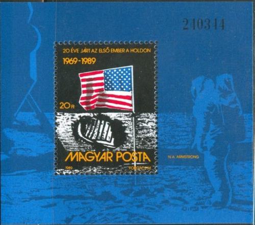 Poštová známka Maïarsko 1989 První let na Mìsíc Mi# Block 204