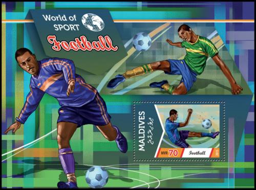 Poštová známka Maldivy 2015 Futbal Mi# Block 815 Kat 9€
