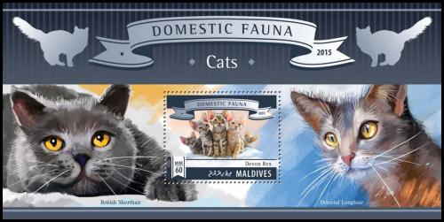 Poštová známka Maldivy 2015 Maèky Mi# Block 824 
