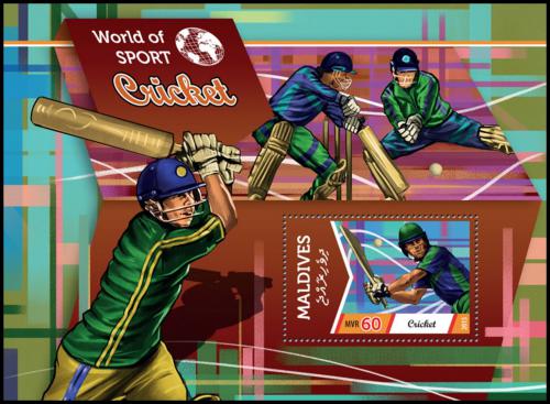 Poštová známka Maldivy 2015 Kriket Mi# Block 812