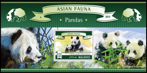 Poštová známka Maldivy 2015 Pandy Mi# Block 830