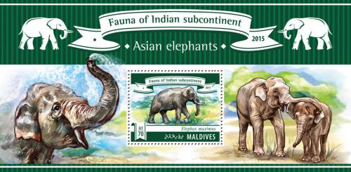 Poštová známka Maldivy 2015 Slony Mi# Block 788 Kat 9€