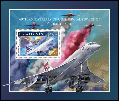 Potov znmka Maldivy 2016 Concorde Mi# Block 1013 - zvi obrzok
